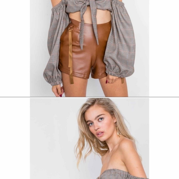 Hot & Delicious Crop Top Plaid Houndstooth - Picture 5 of 8